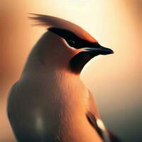 The close-up view showcases the striking colors of the Waxwing ,AI Generated photo