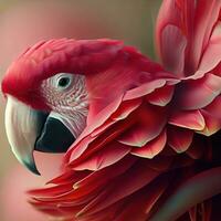 A stunning Red Macaw displays its vibrant plumage in all its fiery glory ,AI Generated photo