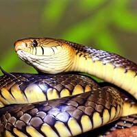 Admiring the Coiled Power and Lethal Elegance of the Black Mamba ,AI Generated photo