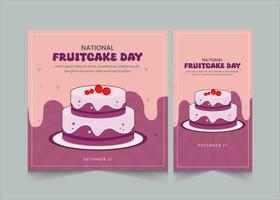 Set of national fruitcake day month greetings and invitation, social media post and stories template for fruitcake day, vector illustration eps 10