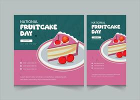 Set of national fruitcake day month greetings and invitation, social media post and stories template for fruitcake day, vector illustration eps 10