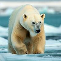 blanco oso nieve oso, oso en hielo oso pardo oso ,ai generado foto