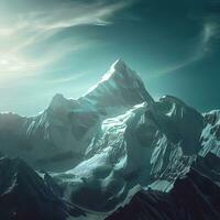 The lofty summits of Mount Everest pierce through the sea of clouds ,AI Generated photo