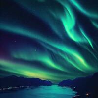 Zoomed-in on the Enchanting Display of the Northern Lights ,AI Generated photo