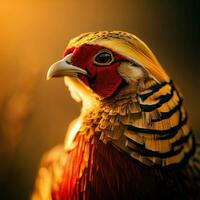 A Close-up of the Pheasant's Resplendent Plumage in Perfect Sunlight ,AI Generated photo