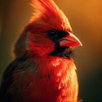 el hembra del Norte cardenal muestra su sutil belleza con un mezcla de suave matices ,ai generado foto