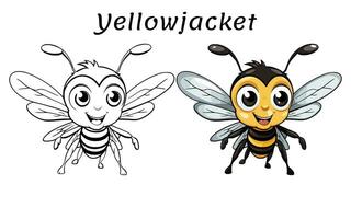 Yellowjacket cute animal coloring book illustration vector