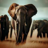 The collective intelligence of the elephant herd shines through ,AI Generated photo