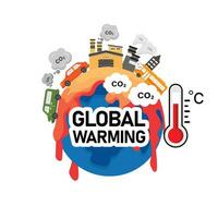 Global warming from Air pollution increase temperature earth. Climate change Global warming concept vector illustration. .