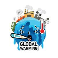 Global warming from Air pollution increase temperature earth. Climate change Global warming concept vector illustration. .