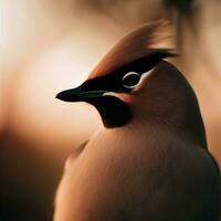 a bird with a black beak and a white face ,AI Generated photo