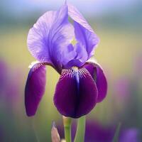 A captivating macro view of a bearded iris reveals its intricate and delicate petals ,AI Generated photo