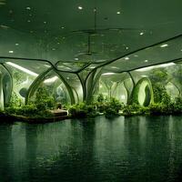 futuristice botanical garden and Aquarium ,AI Generated photo