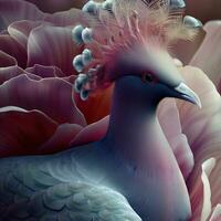 Macro Shot of a Perched Victoria Crowned Pigeon ,AI Generated photo