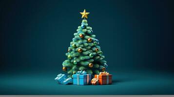 Christmas tree with toys and gifts photo