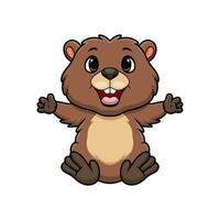 Cute beaver cartoon on white background vector