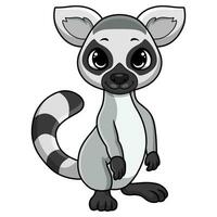 Cute lemur cartoon on white background vector