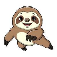 Cute little sloth cartoon on white background vector