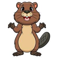 Cute beaver cartoon on white background vector