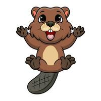 Cute beaver cartoon on white background vector