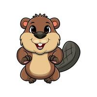 Cute beaver cartoon on white background vector