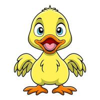 Cute little duck cartoon on white background vector