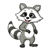 Cute raccoon cartoon on white background vector