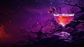 Halloween cocktail, big moon, violet, sale background photo