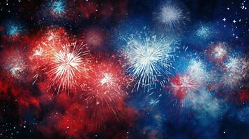 Sparkling red blue white celebration fireworks photo