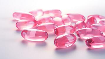rosado transparente vitaminas en un ligero antecedentes foto