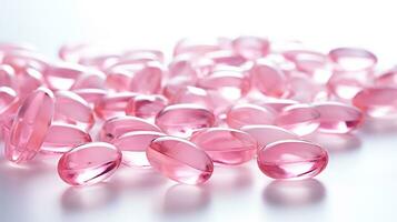 rosado transparente vitaminas en un ligero antecedentes foto