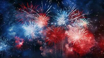 Sparkling red blue white celebration fireworks photo