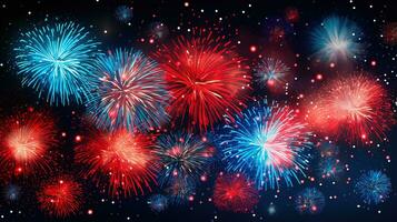 Sparkling red blue white celebration fireworks photo