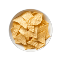 nachos dentro uma tigela em uma transparente plano de fundo,ai generativo png