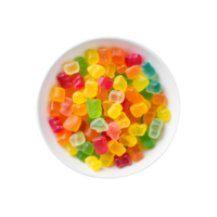 gummiartig Bären im ein Schüssel auf ein transparent Hintergrund, ai generativ png