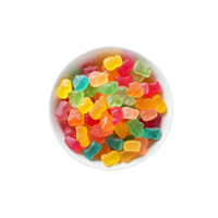 gummiartig Bären im ein Schüssel auf ein transparent Hintergrund, ai generativ png