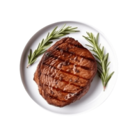 grilled steak with rosemary on a plate,AI Generative png