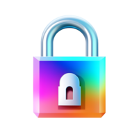 a lock with a rainbow colored key on a transparent background,AI Generative png