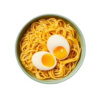 noodles with boiled eggs in a bowl on a transparent background,AI Generative png