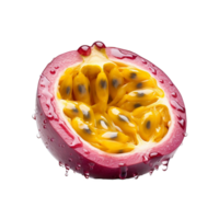 passion fruit avec l'eau gouttelettes sur transparent arrière-plan, ai génératif png