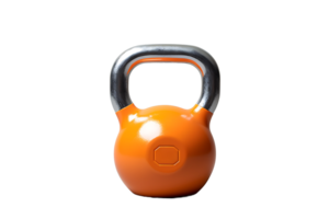 un Orange kettlebell sur une transparent arrière-plan, ai génératif png