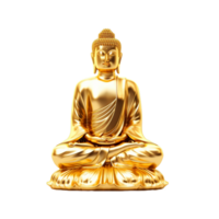 dourado Buda estátua em transparente plano de fundo,ai generativo png