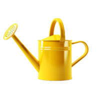 a yellow watering can on a transparent background,AI Generative png