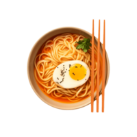 noodles with egg and chopsticks on transparent background,AI Generative png