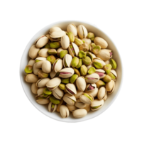 pistachios dentro uma branco prato isolado em uma transparente plano de fundo,ai generativo png