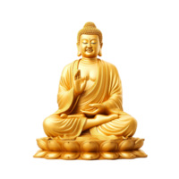 dourado Buda estátua em transparente plano de fundo,ai generativo png