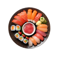 sushi plate with different types of sushi ,AI Generative png