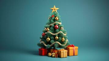 Christmas tree with toys and gifts photo