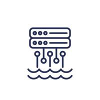 Data lake icon, storing raw data line vector