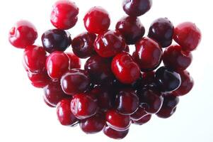 a close up of a bowl of cherries photo